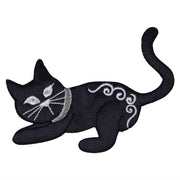 Black Satin Playful Kitten Iron on Patch