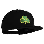 Clover Iron on Patched Flat Bill Snapback Twill Cap - Black OSFM