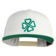 4 Leaf Clover Patched Wool Blend Prostyle Snapback Cap - Natural OSFM