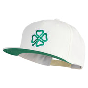 4 Leaf Clover Patched Wool Blend Prostyle Snapback Cap - Natural OSFM
