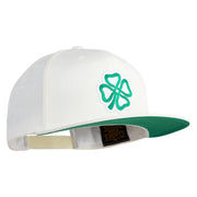4 Leaf Clover Patched Wool Blend Prostyle Snapback Cap - Natural OSFM
