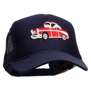 Red 57 Chevy Patched Foam Front Golf Style Mesh Back Cap - Navy OSFM