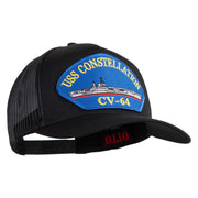 USS Constellation CV 64 Blue Patched Solid Cotton Twill 5 panel Mesh Back Cap - Black OSFM