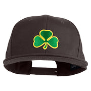 Clover Iron on Patched Flat Bill Snapback Twill Cap - Charcoal OSFM