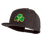 Clover Iron on Patched Flat Bill Snapback Twill Cap - Charcoal OSFM