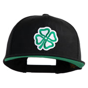 4 Leaf Clover Patched Wool Blend Prostyle Snapback Cap - Black OSFM