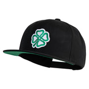 4 Leaf Clover Patched Wool Blend Prostyle Snapback Cap - Black OSFM