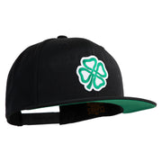 4 Leaf Clover Patched Wool Blend Prostyle Snapback Cap - Black OSFM