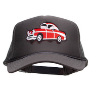 Red 57 Chevy Patched Foam Front Golf Style Mesh Back Cap - Charcoal OSFM