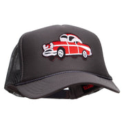 Red 57 Chevy Patched Foam Front Golf Style Mesh Back Cap - Charcoal OSFM