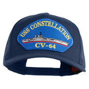 USS Constellation CV 64 Blue Patched Solid Cotton Twill 5 panel Mesh Back Cap - Navy OSFM