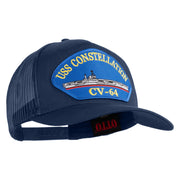 USS Constellation CV 64 Blue Patched Solid Cotton Twill 5 panel Mesh Back Cap - Navy OSFM