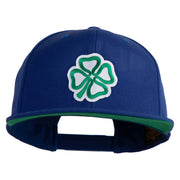 4 Leaf Clover Patched Wool Blend Prostyle Snapback Cap - Royal OSFM