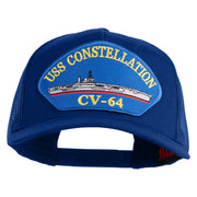 USS Constellation CV 64 Blue Patched Solid Cotton Twill 5 panel Mesh Back Cap - Royal OSFM