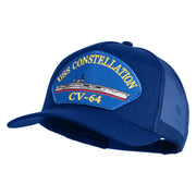 USS Constellation CV 64 Blue Patched Solid Cotton Twill 5 panel Mesh Back Cap - Royal OSFM