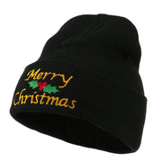 Merry Christmas Embroidered Long Beanie