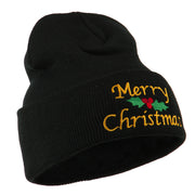 Merry Christmas Embroidered Long Beanie