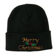 Merry Christmas Embroidered Long Beanie