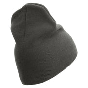 US Marine Corps Veteran Symbol Embroidered 8 Inch Short Beanie Made in USA - Charcoal OSFM