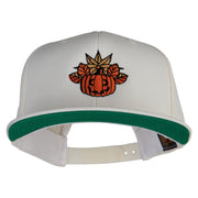 Fall Happy Pumpkin Embroidered Wool Blend Prostyle Snapback - Natural OSFM