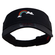 St. Patrick Day Rainbow Embroidered Cotton Twill Sun Visor - Black OSFM