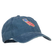 USA Flag California Map Embroidered Washed Buckle Cap