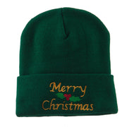 Merry Christmas Embroidered Long Beanie