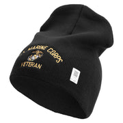US Marine Corps Veteran Symbol Embroidered 8 Inch Short Beanie Made in USA - Black OSFM