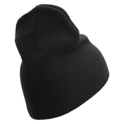 US Marine Corps Veteran Symbol Embroidered 8 Inch Short Beanie Made in USA - Black OSFM