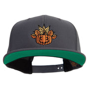 Fall Happy Pumpkin Embroidered Wool Blend Prostyle Snapback - Dk-Grey OSFM