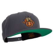 Fall Happy Pumpkin Embroidered Wool Blend Prostyle Snapback - Dk-Grey OSFM