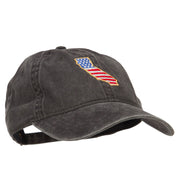 USA Flag California Map Embroidered Washed Buckle Cap