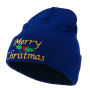 Merry Christmas Embroidered Long Beanie