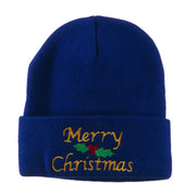 Merry Christmas Embroidered Long Beanie