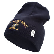 US Marine Corps Veteran Symbol Embroidered 8 Inch Short Beanie Made in USA - Navy OSFM