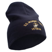US Marine Corps Veteran Symbol Embroidered 8 Inch Short Beanie Made in USA - Navy OSFM