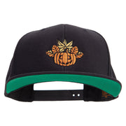 Fall Happy Pumpkin Embroidered Wool Blend Prostyle Snapback - Black OSFM