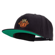 Fall Happy Pumpkin Embroidered Wool Blend Prostyle Snapback - Black OSFM