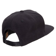 Fall Happy Pumpkin Embroidered Wool Blend Prostyle Snapback - Black OSFM