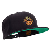 Fall Happy Pumpkin Embroidered Wool Blend Prostyle Snapback - Black OSFM