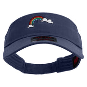 St. Patrick Day Rainbow Embroidered Cotton Twill Sun Visor - Navy OSFM