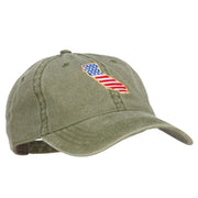 USA Flag California Map Embroidered Washed Buckle Cap