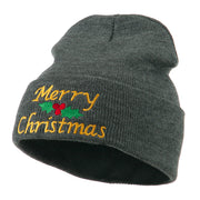 Merry Christmas Embroidered Long Beanie