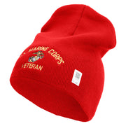 US Marine Corps Veteran Symbol Embroidered 8 Inch Short Beanie Made in USA - Red OSFM