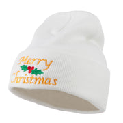 Merry Christmas Embroidered Long Beanie