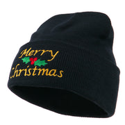 Merry Christmas Embroidered Long Beanie