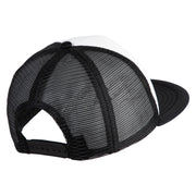 Old English Black F Patched Flat Bill Trucker Snapback Cap - White Black OSFM