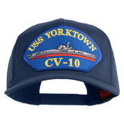 USS Yorktown CV 10 Blue Patched Solid Cotton Twill 5 panel Mesh Back Cap - Navy OSFM