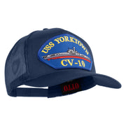 USS Yorktown CV 10 Blue Patched Solid Cotton Twill 5 panel Mesh Back Cap - Navy OSFM