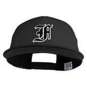 Old English Black F Patched Flat Bill Trucker Snapback Cap - Black OSFM
